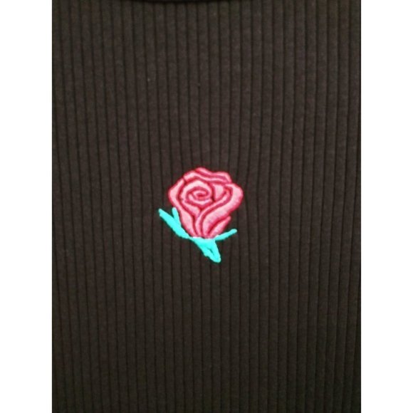 NWT Wild Fable Size M‎ Rose Embroidered Ribbed Knit Long Sleeve Bodycon Dress - Picture 3 of 10